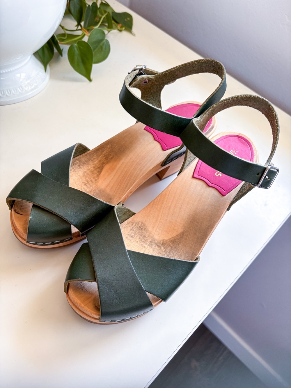 Swedish Hasbeens Mirja Sandals in Deep Green - Picture 5 of 10